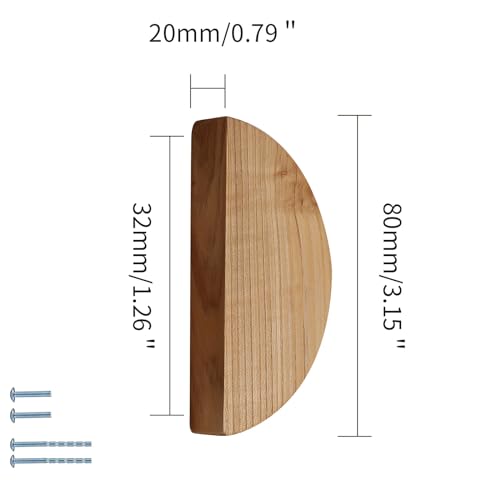 Evionlin 315 inWhite Ash Wood 1 Pair Circular Wood Grain Cabinet Drawer Handles - Image 3