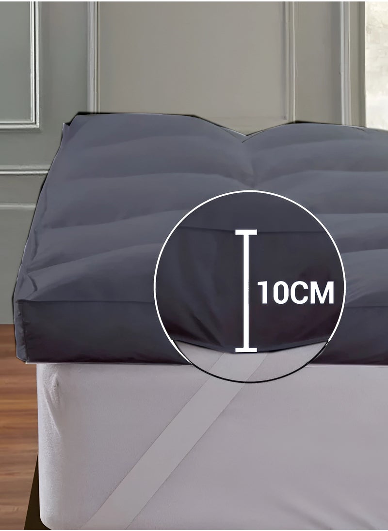 MAXQON Mattress Topper 10CM Thickness Quilted Microfiber 900gsm, King/Queen/Double/Single Sizes, Color Grey  - Image 3