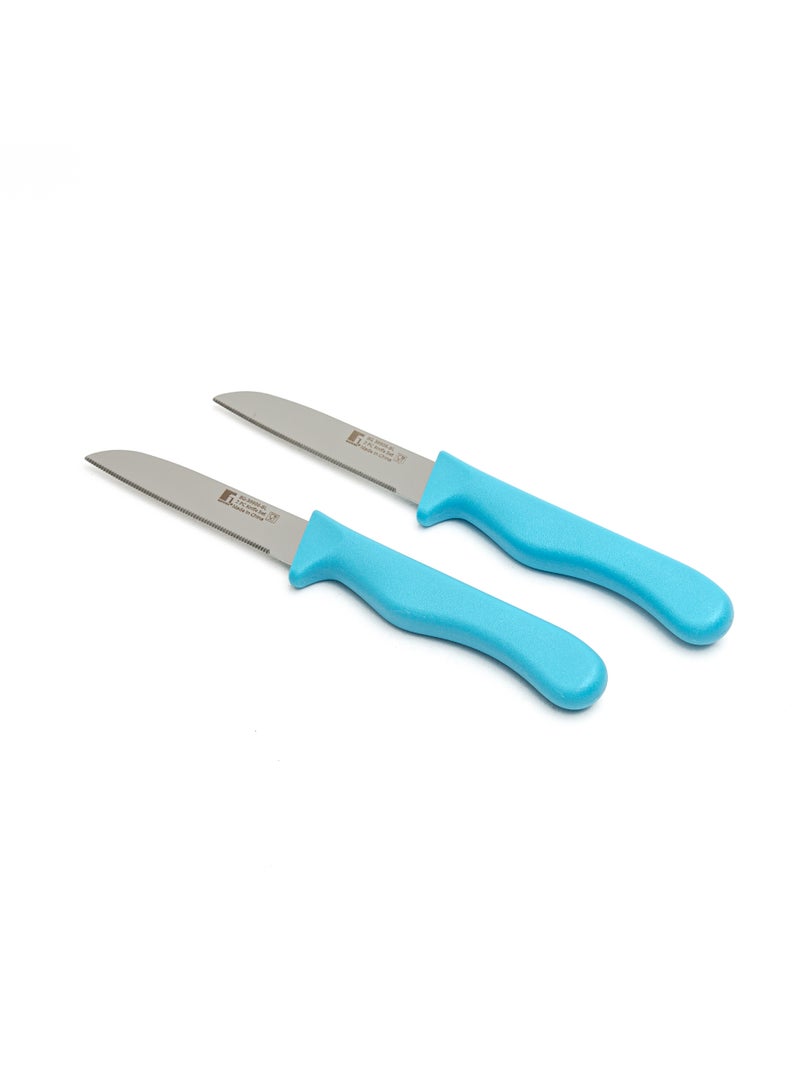 BERGNER OCASA STAILESS STEEL 2PC FRUIT KNIFE SET WITH SERRATED BLADE, BLUE COLOR, BG39906BL  - Image 1