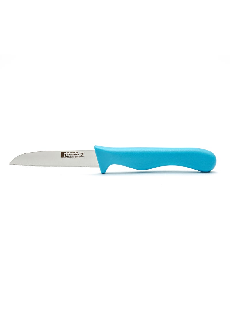 BERGNER OCASA STAILESS STEEL 2PC FRUIT KNIFE SET WITH SERRATED BLADE, BLUE COLOR, BG39906BL  - Image 2
