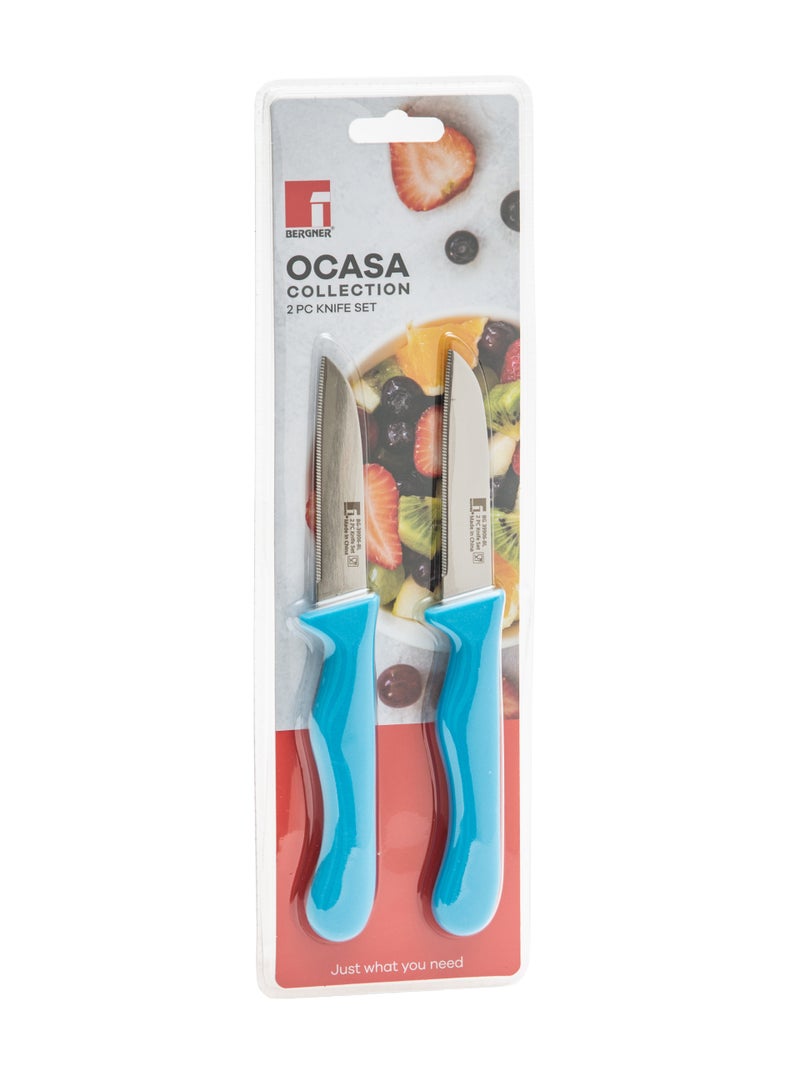 BERGNER OCASA STAILESS STEEL 2PC FRUIT KNIFE SET WITH SERRATED BLADE, BLUE COLOR, BG39906BL  - Image 3