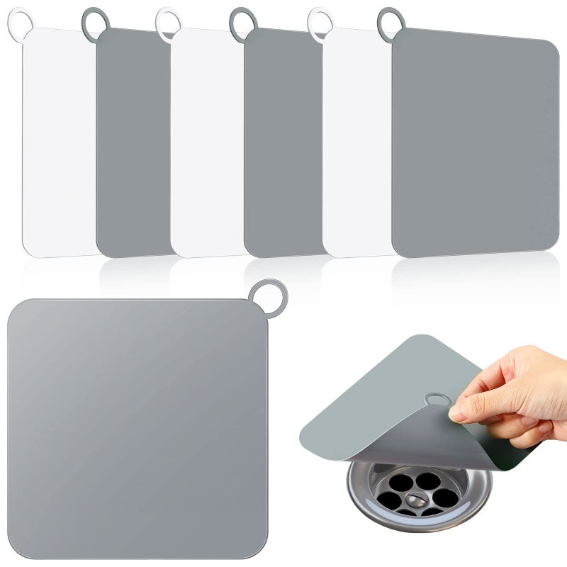 Yinkin 6 Pcs Shower Drain Cover Floor Drain Cover to Keep Bugs Out Silicone Tub Stopper Sewer AntiOdor Mat Deodorizing Plugs for Bathroom Kitchen LaundryGrey and White579 x 579 Inch
