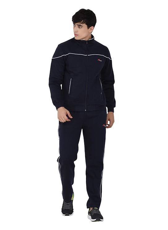 muffy Navy Blue Men's Tracksuit Cotton Blend Regular Fit Zip Closure with 2 Side Zipper Pockets & 1 Back Pocket Ideal for Winter Wear 5001 - Image 1