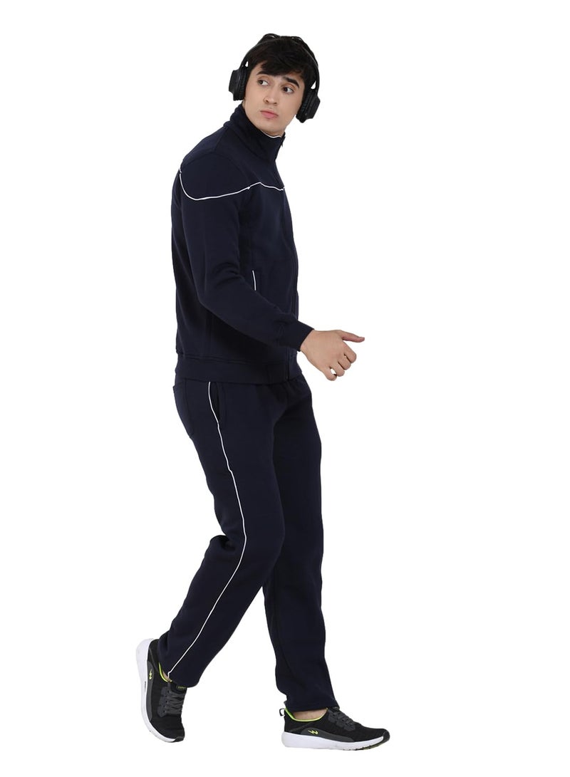 muffy Navy Blue Men's Tracksuit Cotton Blend Regular Fit Zip Closure with 2 Side Zipper Pockets & 1 Back Pocket Ideal for Winter Wear 5001 - Image 2