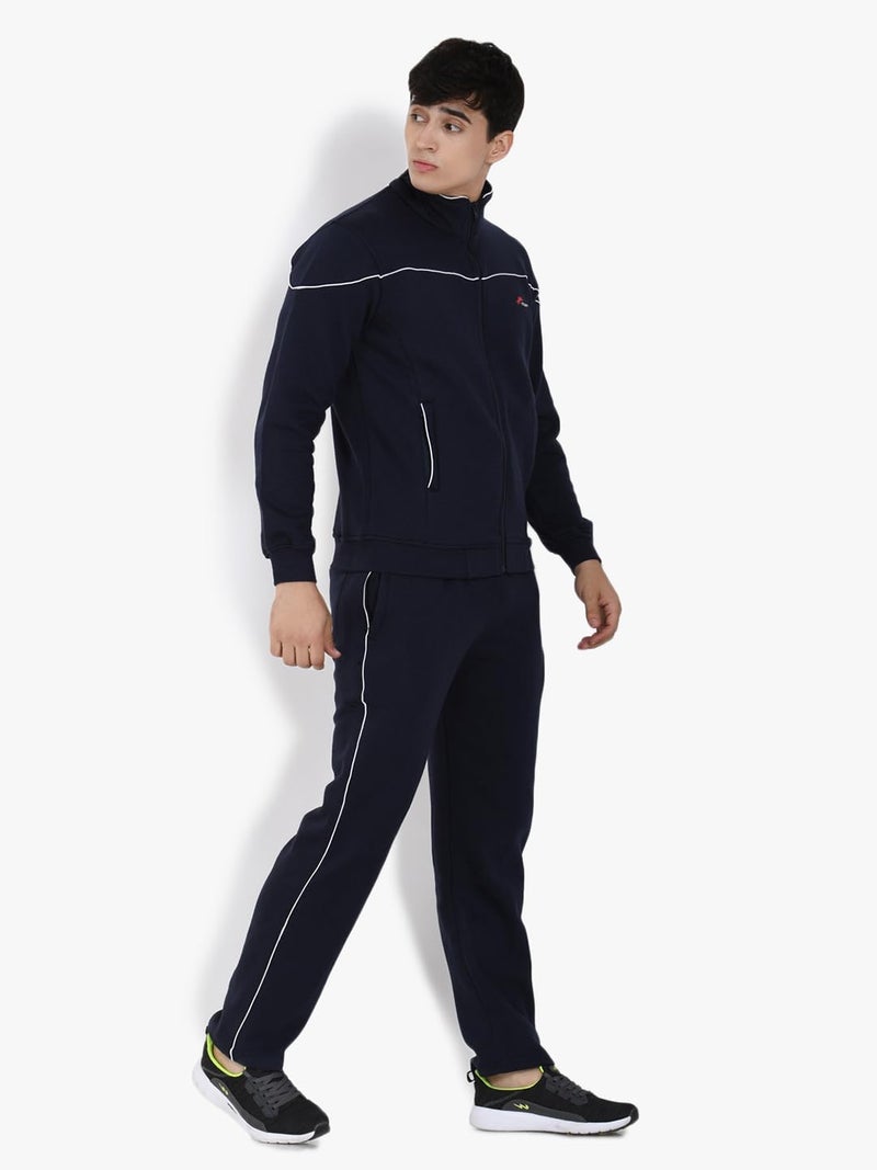 muffy Navy Blue Men's Tracksuit Cotton Blend Regular Fit Zip Closure with 2 Side Zipper Pockets & 1 Back Pocket Ideal for Winter Wear 5001 - Image 4