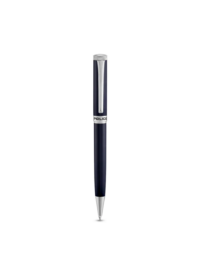 POLICE Century Stainless Steel Trims Twist Ballpoint Pen for Men, Blue Ink
