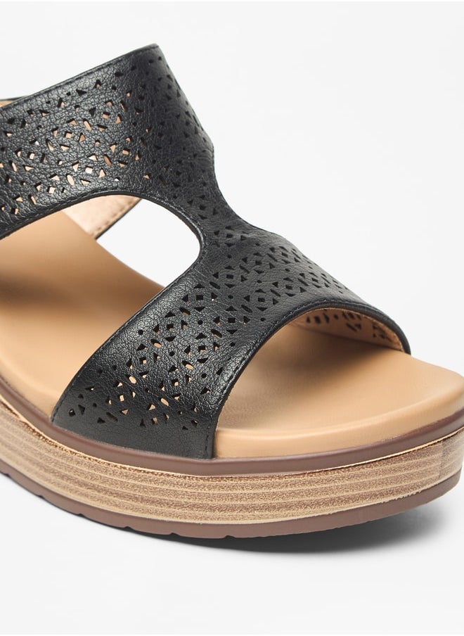 Le Confort - Women's Textured Slip-On Sandals with Wedge Heels - Image 1