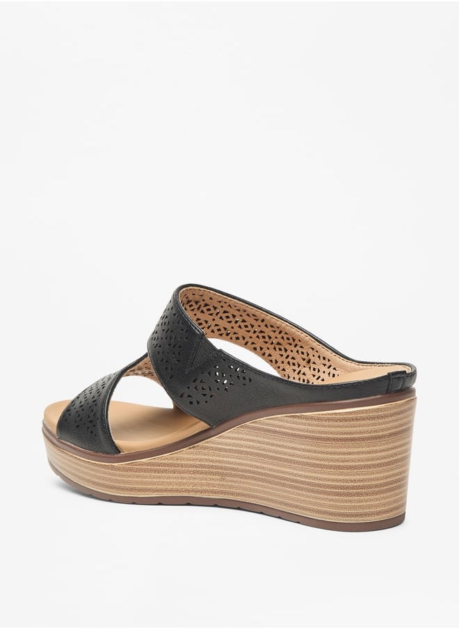 Le Confort - Women's Textured Slip-On Sandals with Wedge Heels - Image 1