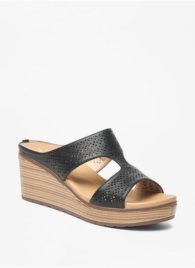 Le Confort - Women's Textured Slip-On Sandals with Wedge Heels - Image 1