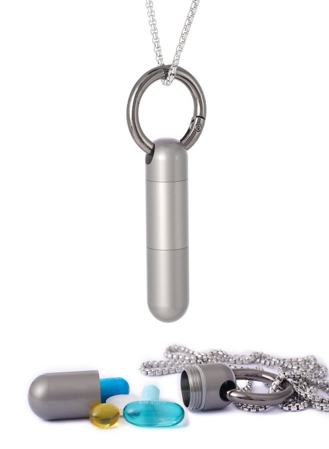 Piffny Titanium Torpedo Adjustable-Length Waterproof Keychain Pill Holder Medicine Fob for Travel and Everyday Assurance - Gunmetal - 1 Pack - Image 1
