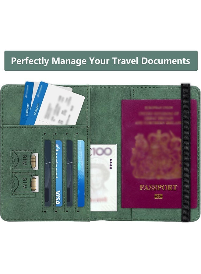 علامة الأمتعة وحامل جواز السفر مجموعة جواز سفر مع فتحة البطاقة وركوب الصعود الفتحة Slot Slot Passport Travel على ملحقات السفر المقاومة للخدش （أخضر） - Image 3