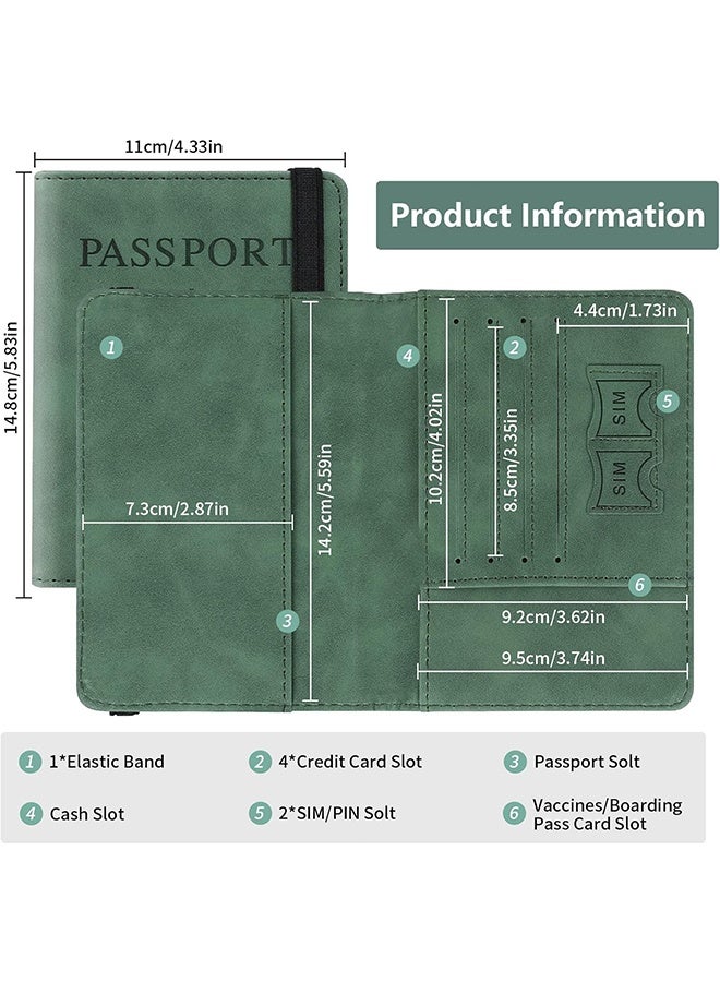 علامة الأمتعة وحامل جواز السفر مجموعة جواز سفر مع فتحة البطاقة وركوب الصعود الفتحة Slot Slot Passport Travel على ملحقات السفر المقاومة للخدش （أخضر） - Image 4