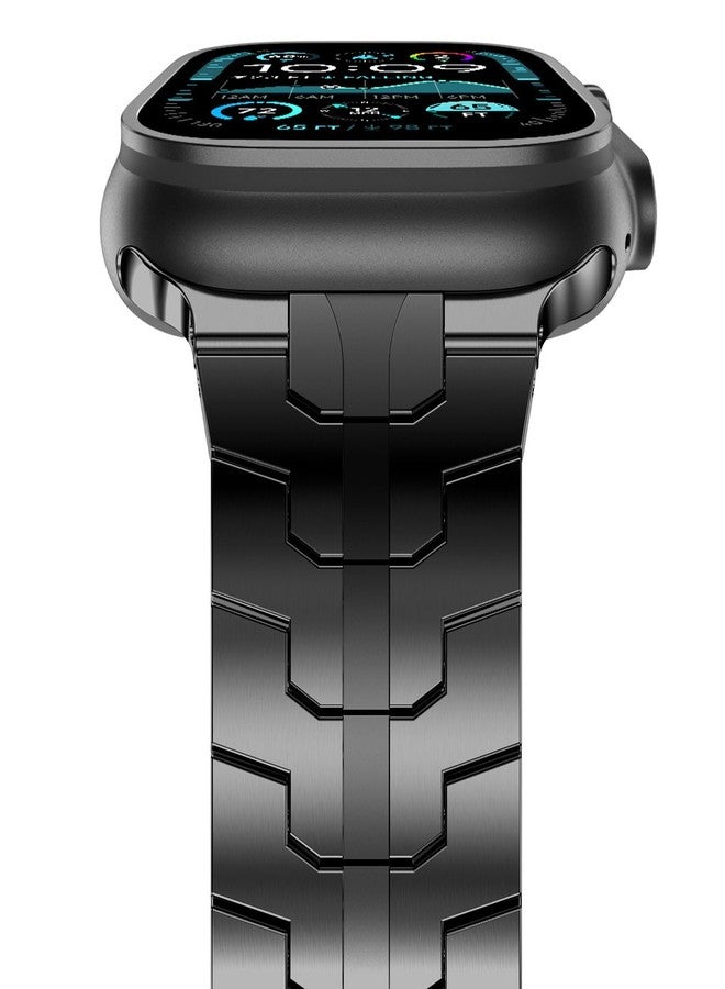 NewWays Grade 2 Titanium Band Compatible with Apple Watch Band for Men Ultra 3/2 /1 49mm Series11 10 46mm 45mm 44mm, Black - Image 1