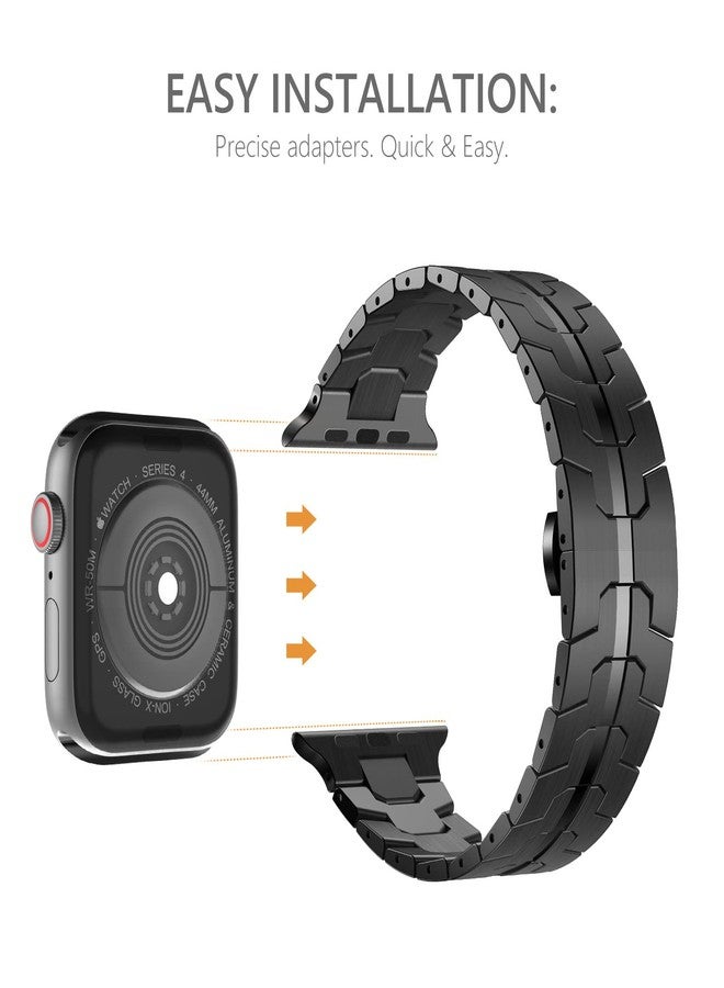 NewWays Grade 2 Titanium Band Compatible with Apple Watch Band for Men Ultra 3/2 /1 49mm Series11 10 46mm 45mm 44mm, Black - Image 4