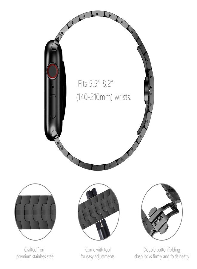 NewWays Grade 2 Titanium Band Compatible with Apple Watch Band for Men Ultra 3/2 /1 49mm Series11 10 46mm 45mm 44mm, Black - Image 3