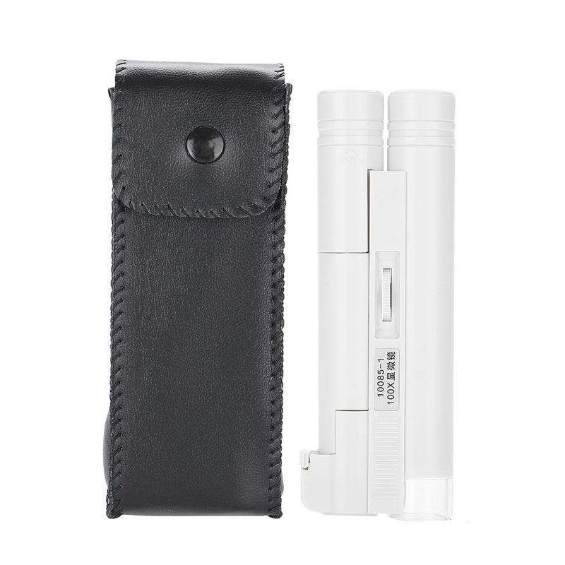 riteu Handheld Magnifier With Light, Mini Pocket Microscope, 100x Double Tube Powerful Microscope, Without Scale - Image 1