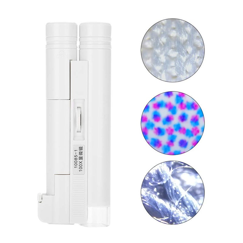 riteu Handheld Magnifier With Light, Mini Pocket Microscope, 100x Double Tube Powerful Microscope, Without Scale - Image 4