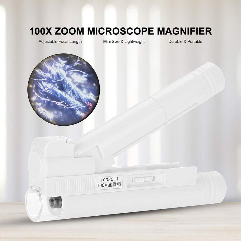 riteu Handheld Magnifier With Light, Mini Pocket Microscope, 100x Double Tube Powerful Microscope, Without Scale - Image 2