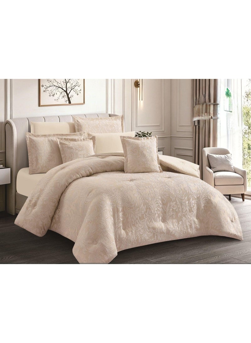 5-Piece Single-Size Summer Jacquard Microfiber Bedding Set Featuring an elegant design and a luxurious feel, it adds a touch of sophistication through high-quality Jacquard microfiber fabric.