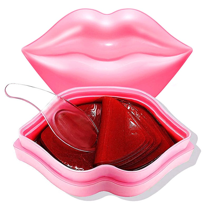 Miniling 20Pcs Moisturizing/Plumping Lip Mask, Restores Moisture Mask for Dry Lips and Lines Overnight Care, Gel Treatment Masks â€‹ (Pink) - Image 1