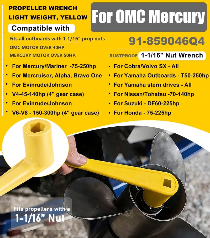 Camoo Polymer Propeller Wrench 1-1/16" Nut Wrench for Mercury/Mercruiser/Alpha - Image 2