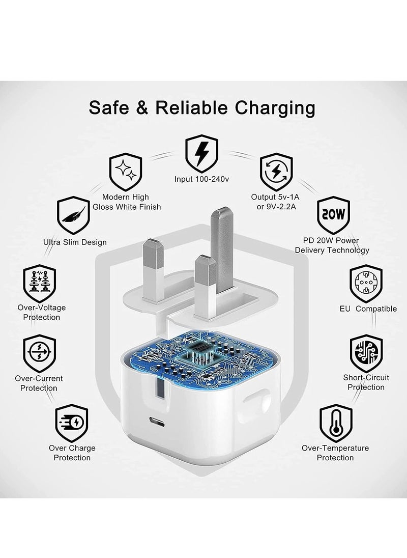 Generic - iPhone USB C Fast Charger【Apple MFi Certified】20W PD Type C Power Block Wall Charger Plug Adapter with 2M USB-C to Lightning Cable Compatible with iPhone 14/13/11/X/XS/iPad,AirPods Pro( - Image 1