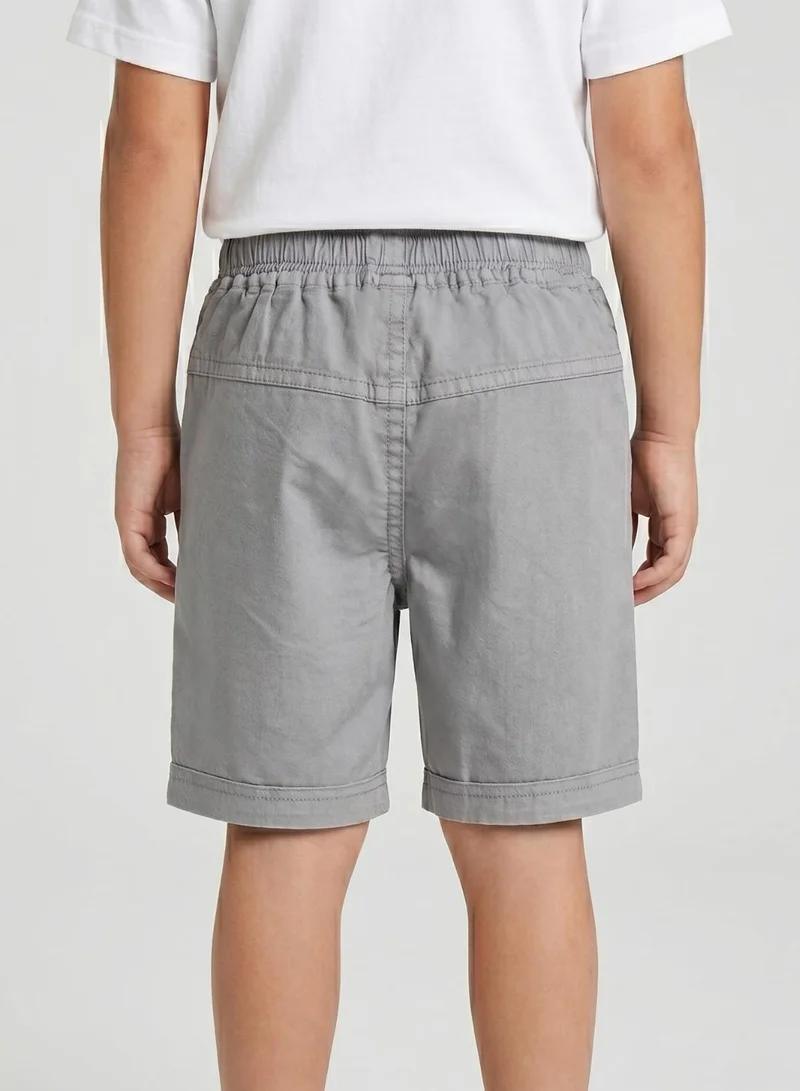 بيبي كلو Boys Grey Cotton Cargo Shorts with Pockets