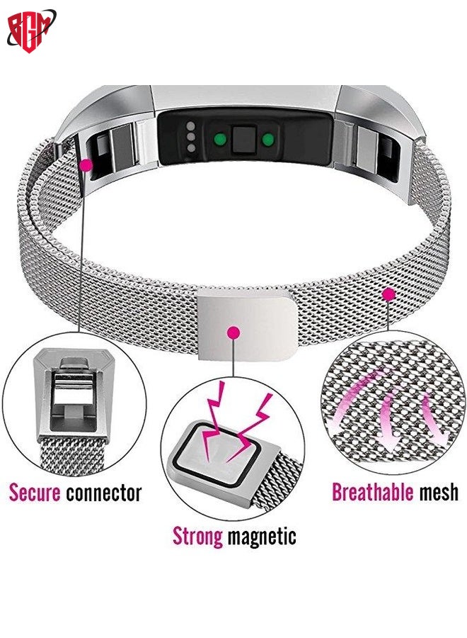 BGM Watch Band Strap Stainless Steel Magnet Watch Band for FITBIT Alta,Size:Small,130-170mm(Light Purple)  - Image 5