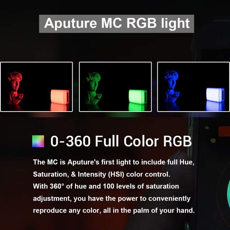 Aputure MC RGBWW On Camera Video Light, CRI/TLCI 96+, Temperature 3200K-6500K, HSI Mode,Support Magnetic Attraction and App with USB-C PD and Wireless Charging - Image 5