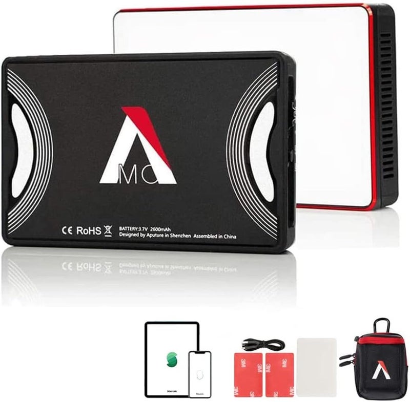 Aputure MC RGBWW On Camera Video Light, CRI/TLCI 96+, Temperature 3200K-6500K, HSI Mode,Support Magnetic Attraction and App with USB-C PD and Wireless Charging - Image 1