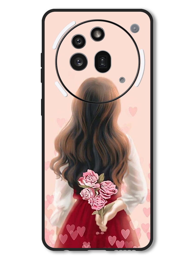 Theodor Case Compatible with Nothing Phone 3a Pro Protection Shockproof Bumper Cover Girl Hiding Flowers - Image 1