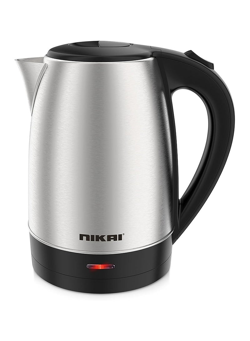 NIKAI 1.7L Stainless Steel Electric Kettle Stylish And Safe Boiling, Auto Shut Off, Indicator Light, 360° Rotating Base, Timeless Design, 1850-2200W, Matt Finish, Ideal For Home And Office Use 1.8 L 1800 W NK420A/ NK420AX Silver/Black - Image 1