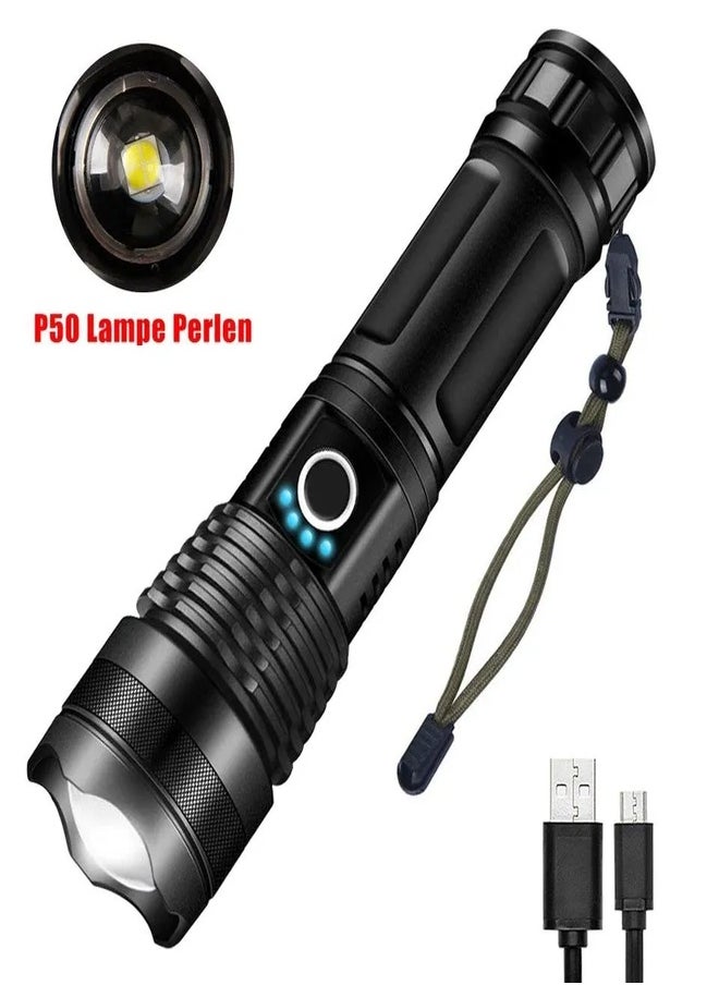Generic Super Bright Rechargeable LED Flashlight, Battery Powered, Zoomable and IPX5 Waterproof  - Image 1