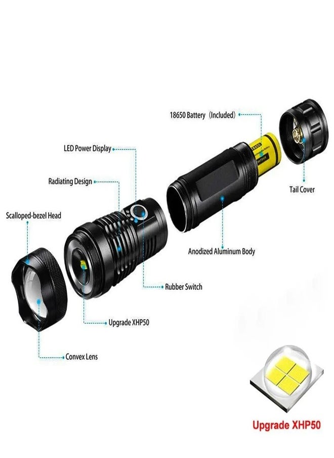 Generic Super Bright Rechargeable LED Flashlight, Battery Powered, Zoomable and IPX5 Waterproof  - Image 4
