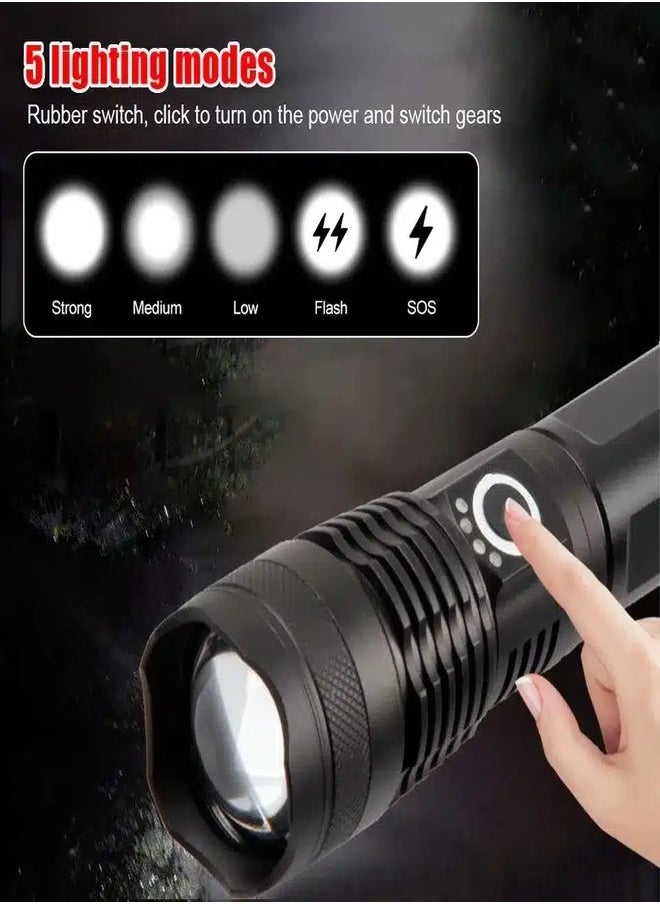 Generic Super Bright Rechargeable LED Flashlight, Battery Powered, Zoomable and IPX5 Waterproof  - Image 3