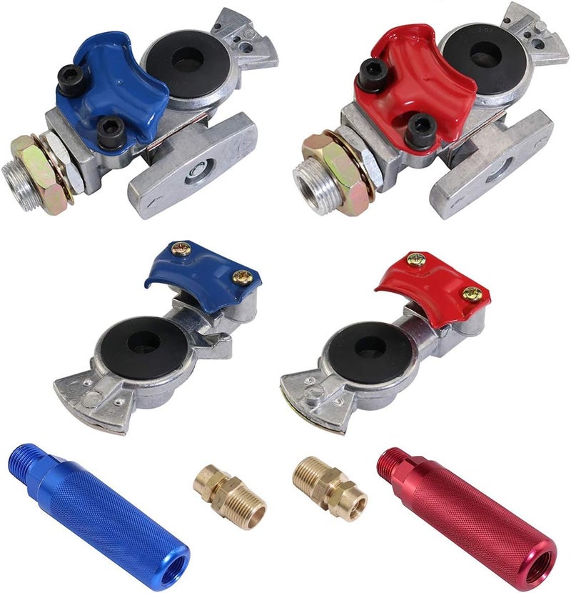 boeray Aluminum Emergency Gladhand Valve Universal Glad Hands and Air Hose Brake Coupling Service Handshake Anodized Aluminum Glad Handle for Truck Semi Trailer RVs Big Bubba All Aluminum Drop Deck - Image 1