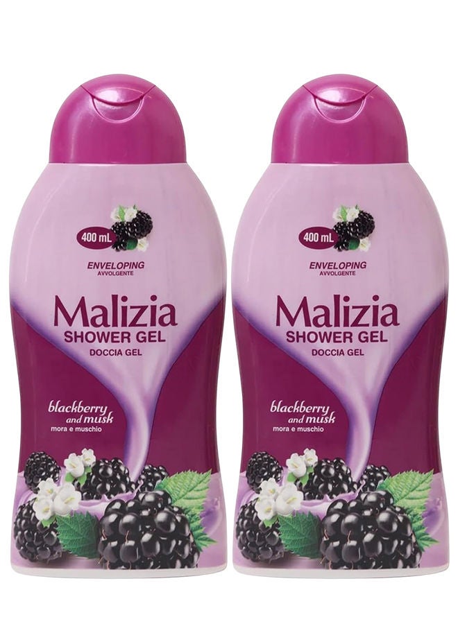 Malizia Shower Gel Blackberry & Musk 2x400ml - Image 1
