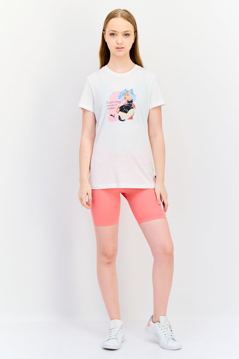 PUMA Women Sportswear Fit Graphic Print Outdoor T-Shirt, White - Image 4