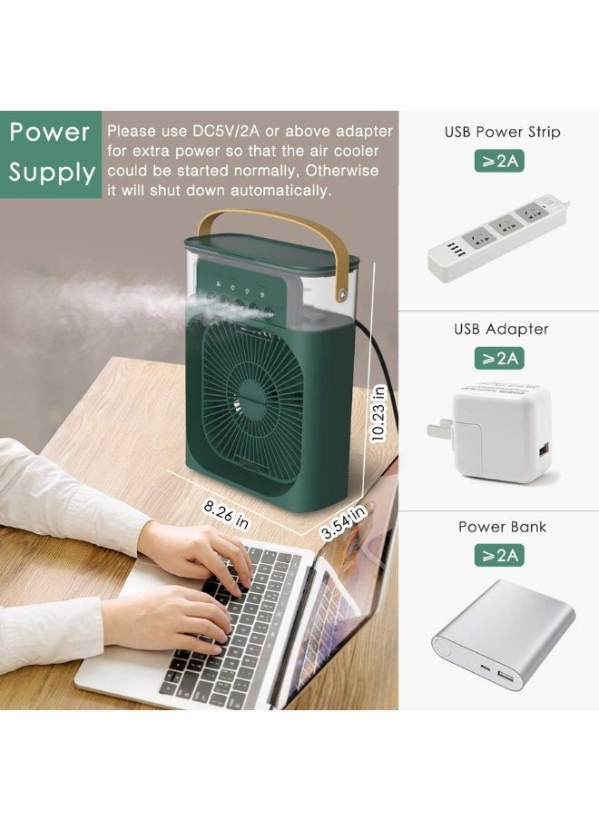 Generic - 5*1 Fan Powerful Operation Portable Low Noise 500ml 5 Large Caliber Atomizers 7 Color Lights Timer 1H/2H/3H- Green - Image 1