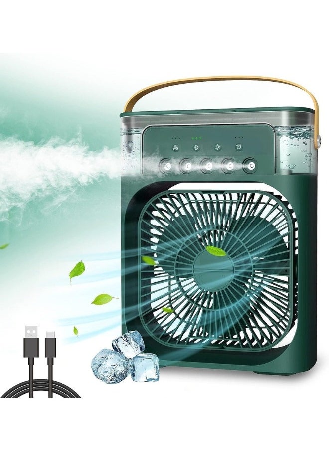 Generic - 5*1 Fan Powerful Operation Portable Low Noise 500ml 5 Large Caliber Atomizers 7 Color Lights Timer 1H/2H/3H- Green - Image 1