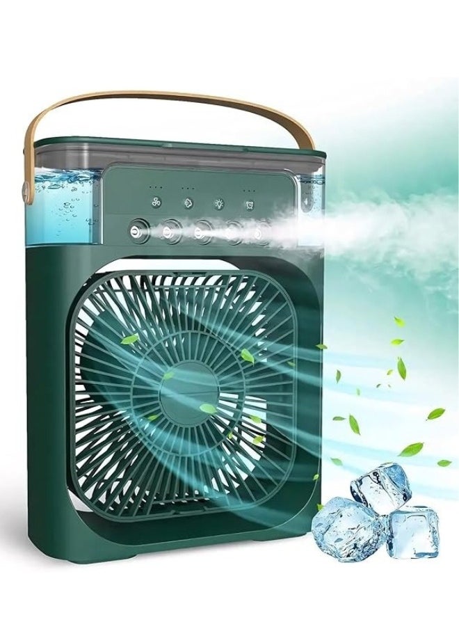 Generic - 5*1 Fan Powerful Operation Portable Low Noise 500ml 5 Large Caliber Atomizers 7 Color Lights Timer 1H/2H/3H- Green - Image 1