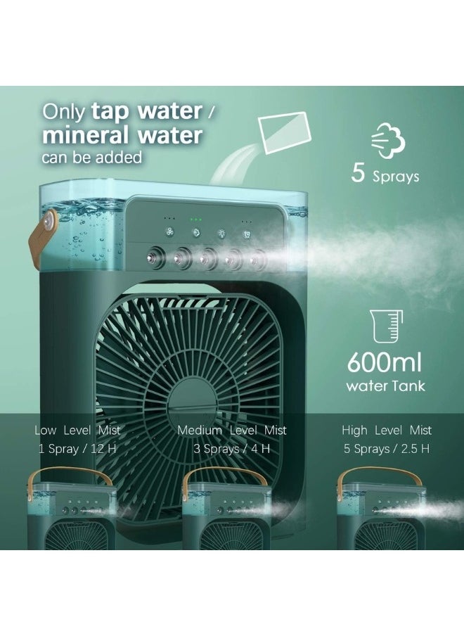 Generic - 5*1 Fan Powerful Operation Portable Low Noise 500ml 5 Large Caliber Atomizers 7 Color Lights Timer 1H/2H/3H- Green - Image 1