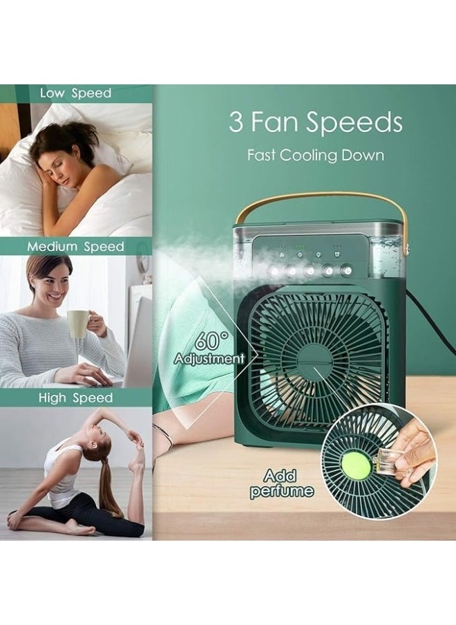 Generic - 5*1 Fan Powerful Operation Portable Low Noise 500ml 5 Large Caliber Atomizers 7 Color Lights Timer 1H/2H/3H- Green - Image 1