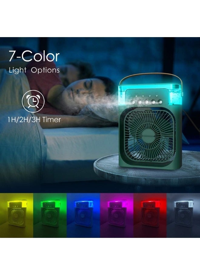 Generic - 5*1 Fan Powerful Operation Portable Low Noise 500ml 5 Large Caliber Atomizers 7 Color Lights Timer 1H/2H/3H- Green - Image 1