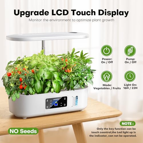 Ahopegarden Hydroponics Growing System Kit Indoor Herb Garden with Grow Light 12 Pods, with LCD Touch Panel Hydroponic Planter, Planting Height Up to 17", Grower Harvest Fresh Veggie Lettuce, White - Image 4