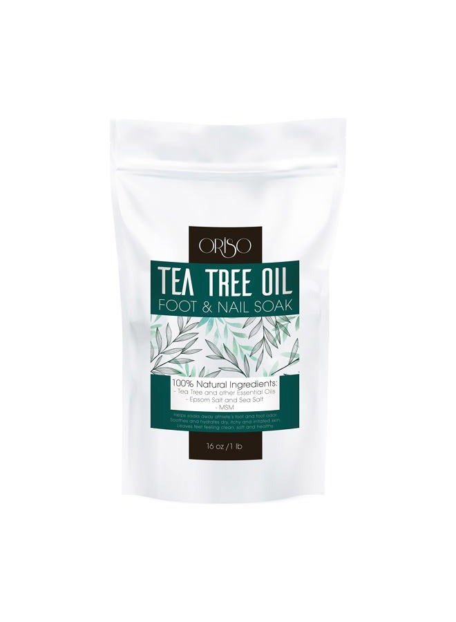 ORISO Tea Tree Oil Foot Soak - Pedicure Supplies with Epsom Salts and Lavender - Athletes Foot Treatment for Cracked and Dry Feet - Stubborn Foot Odor - Softens Calluses - Better Toe Nail Health - 16 Oz - Image 1