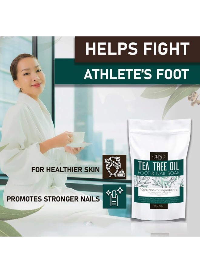 ORISO Tea Tree Oil Foot Soak - Pedicure Supplies with Epsom Salts and Lavender - Athletes Foot Treatment for Cracked and Dry Feet - Stubborn Foot Odor - Softens Calluses - Better Toe Nail Health - 16 Oz - Image 4