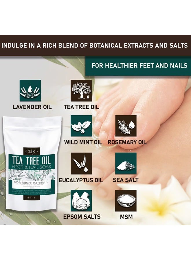 ORISO Tea Tree Oil Foot Soak - Pedicure Supplies with Epsom Salts and Lavender - Athletes Foot Treatment for Cracked and Dry Feet - Stubborn Foot Odor - Softens Calluses - Better Toe Nail Health - 16 Oz - Image 3