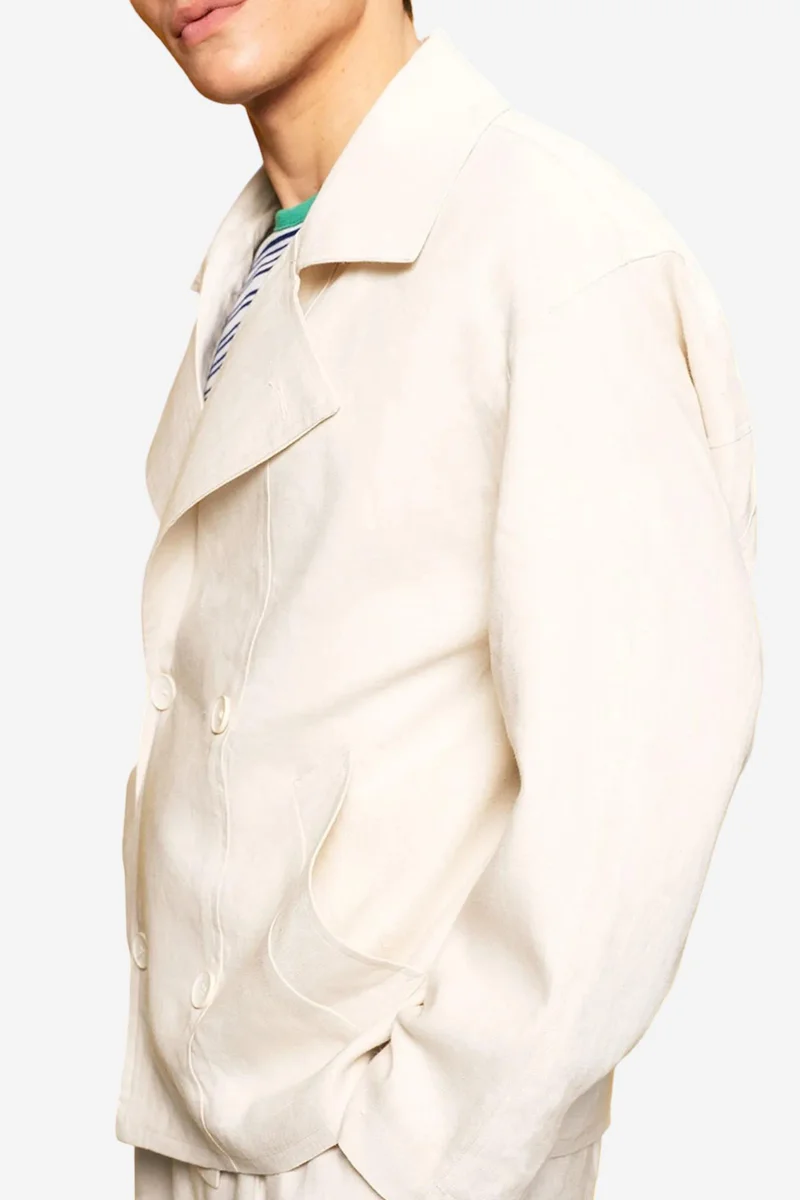 Giesto Beige Natural GIESTO Double Breasted Linen Jacket for Men | Best Price UAE