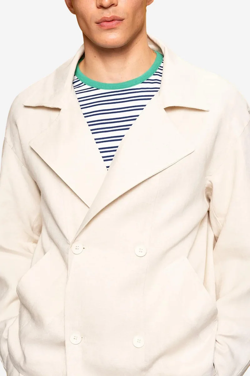 GIESTO Double Breasted Linen Jacket